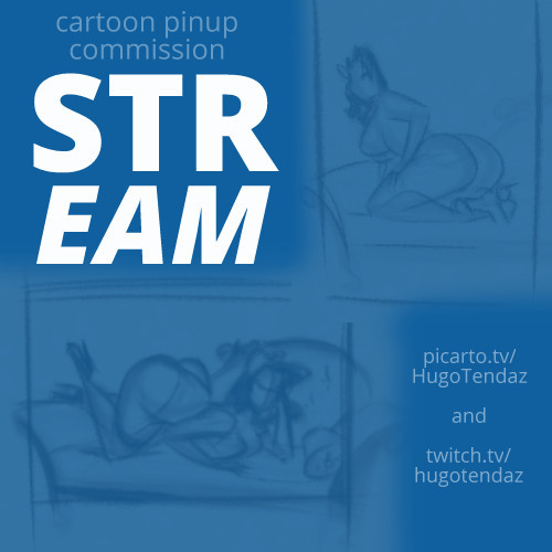Streaming Cartoon PinUp commissions on:  Picarto Twitch   Join me for some lingerie booties :)