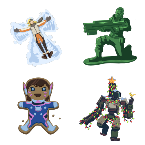 akunohomu: Overwatch winter event sprays as transparent PNGs in original quality (minus ornaments) 