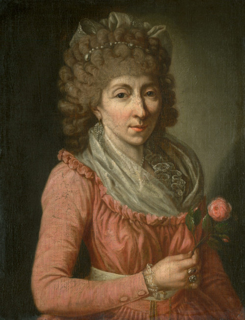 Lady with a rose by Anna Rosina de Gasc (1713-1783)