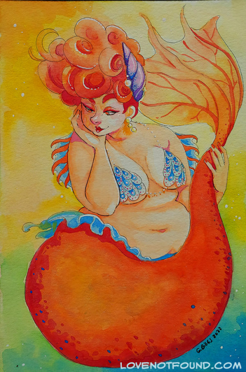 New watercolor for Mermay 2022! Poppy mermaid!