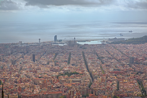 aerial views on Barcelona and surroundings