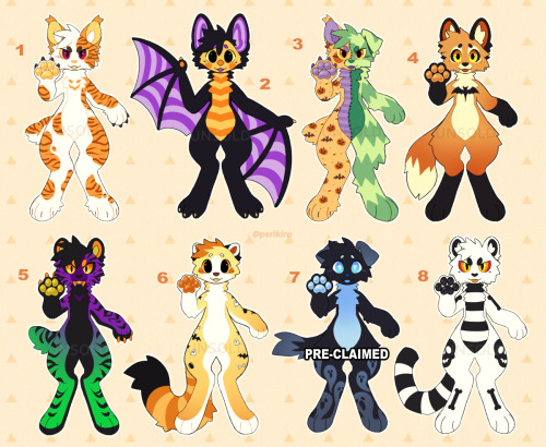 A set of Halloween themed adoptables for October!!! They are $15 each. 7 has already been sold! Plea