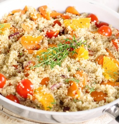 Quinoa Vegetarian Stir Fry With Tomatoes, Oranges And Red Peppers Recipe