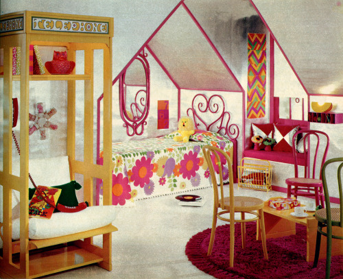 thegroovyarchives:Groovy Bedroom DesignFrom the March, 1970 issue of Seventeen Magazine