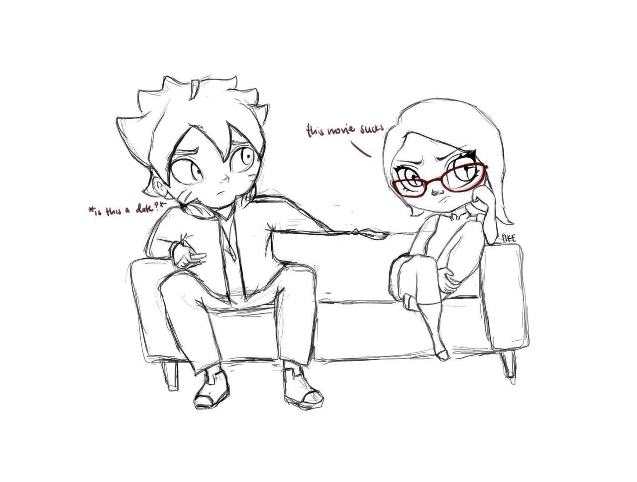 pikeart:  Little Bolt is wondering if sarada thinks coming over to watch a movie