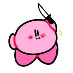 ask-the-little-star-warriors:  kirby has a knife!!