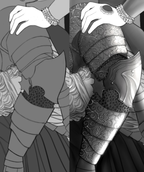 WIP ThursdayGraciously tagged by @dumpsterhipster! Here’s some before/after armor detail from my cur