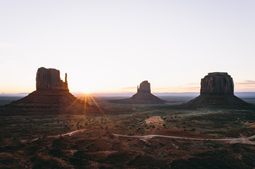 Sunrise in Monument Valley.