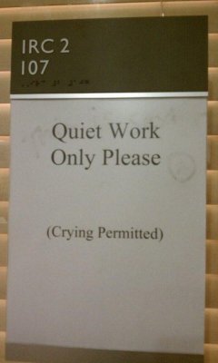 collegehumor:  Library Permits Quiet Weeping