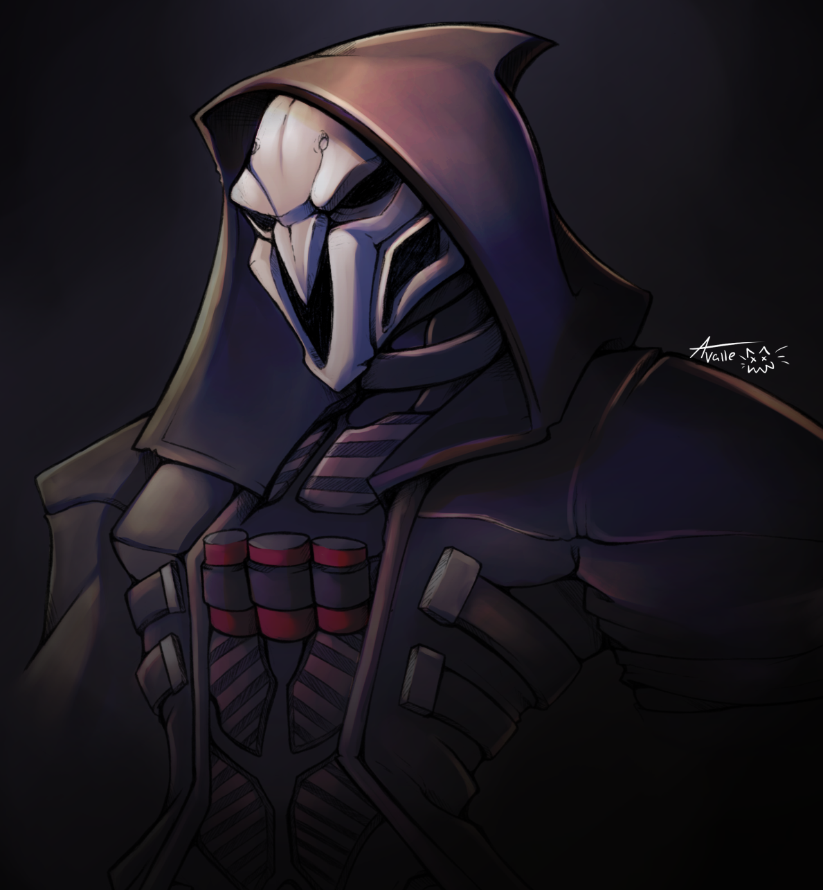 undeadkitty13:  a colored pen drawing of Reaper of overwatch I am looking forward