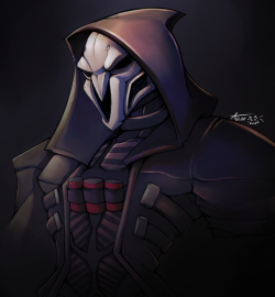 undeadkitty13:  a colored pen drawing of Reaper of overwatch I am looking forward to the game and hope it good  