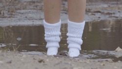 “Roxy’s Filthy Socks” is now available at www.seductivestudios.comRoxy is back in her white scrunch socks. She heads back to the mud pits and walks around in them in the mud, puddles and muck, turning the bright white socks, filthy and brown from