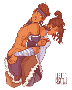 llstarcasterll:au where korra bench presses