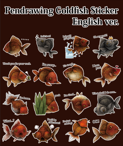 I made an English version of the Sticker work I made before. Pendrawing Goldfish Sticker English ver