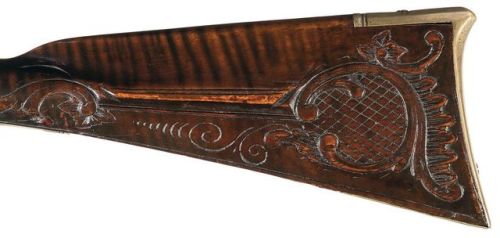 Flintlock long rifle crafted by John Noll of Lancaster Co, Pennsylvania, late 18th century.from Rock