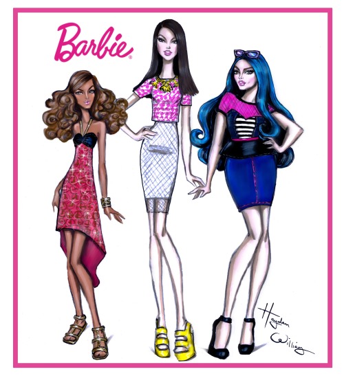 haydenwilliamsillustrations:  Barbie now has 3 new body types. Petite, Tall &amp; Curvy. 