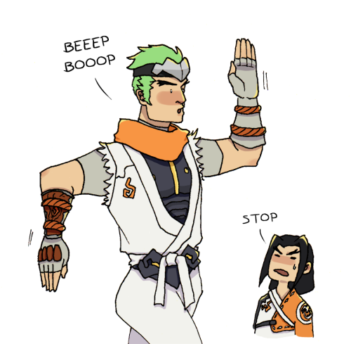So I made this mini-comic about why the young Genji skin still has the synthesised voice (bottom lin
