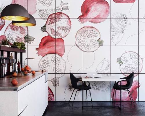 Interior design with Lilit Sarkisian’s watercoloured pomegranate paperwallsFACEBOOKINSTAGRAM