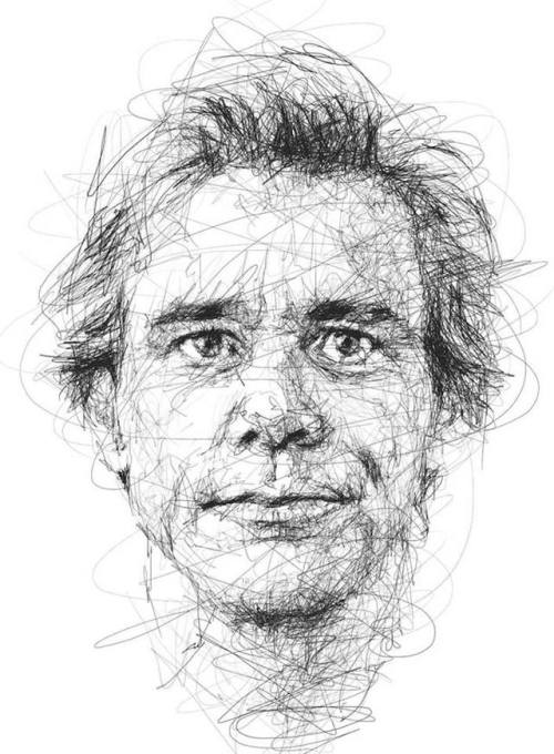 escapekit:  Jim Carrey PortraitsArtist Vince Low pays homage to Jim Carrey’s masterful acting abilities with a series of nine black and white portraits. Captured in energetic scribble-style, they’re a faithful representations of some of Carrey’s