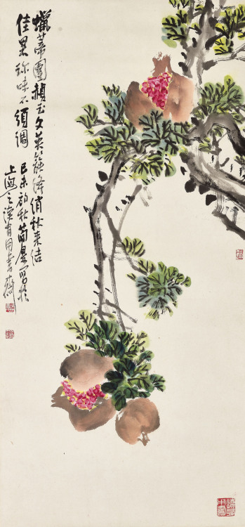 Pomegranate, Cao Jianlou, 1979Ink and colour on paper scroll95.6 x 44.8 cm (37 ⅝ x 17 ⅝ in.)