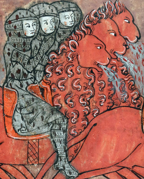 discardingimages:lion ridersApocalypse, England 13th centuryBL, Additional 18633, fol. 17r