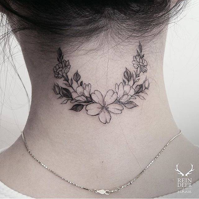 Filigree neck tattoo by Skinny at Made to Last Tattoo First 2 photos are  fresh and second 2 are healed  rtattoo