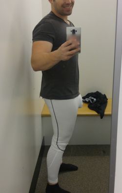 bigdbob:  Just grabbed some new long tights, because I’m trying getting my fat ass in shape, even during the holidays :) Anyways, sorry for the distortion I had to put on my phone. I now have a very recognizable case and had to blur it out. Anyways,