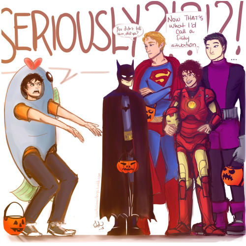 isartsomedays:The guys are ready. A little someone forgot to mention the theme to Percy though…Based