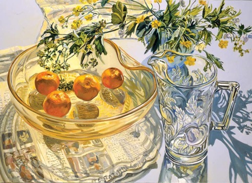 urgetocreate: Janet Fish (American, b.1938), Yellow Glass Bowl with Tangerines, 2007Oil on canvas