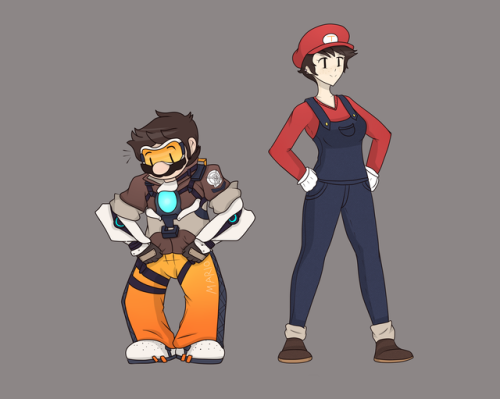 lazydida:Overwatch x Mario clothes swap! Do they make any sense? No! But this was definitely fun to 