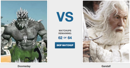 collegehumor:  Who Would Win in a Fight? [Click to start voting] And be sure to send us your toughest one and we’ll RB to help crowdsource the answer.