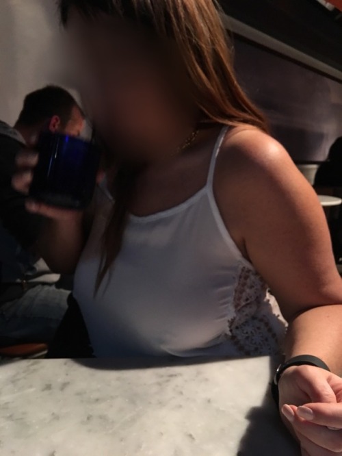 Sheer, white, and braless, in public, at once.GOLD!