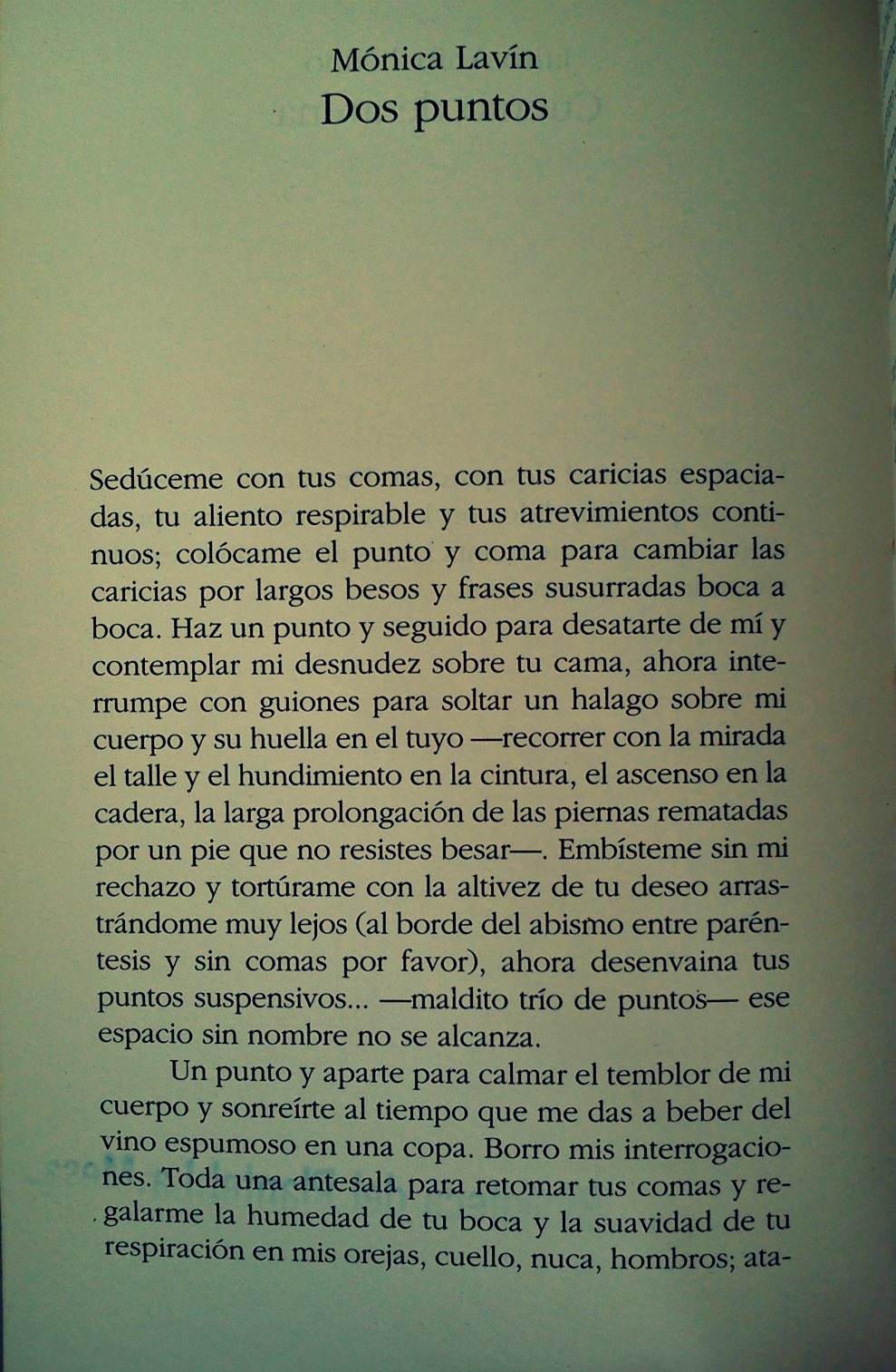 denisesoyletras:  Dos puntos, Mónica Lavín