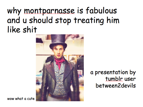 enjolrasred:hufflepufffharry:one day joni asked me why i cry because montparnasse so i promised her 