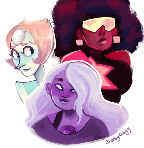 shelbycragg:  i finally caught up with steven universe and i wanted to doodle these three in my own style!! 