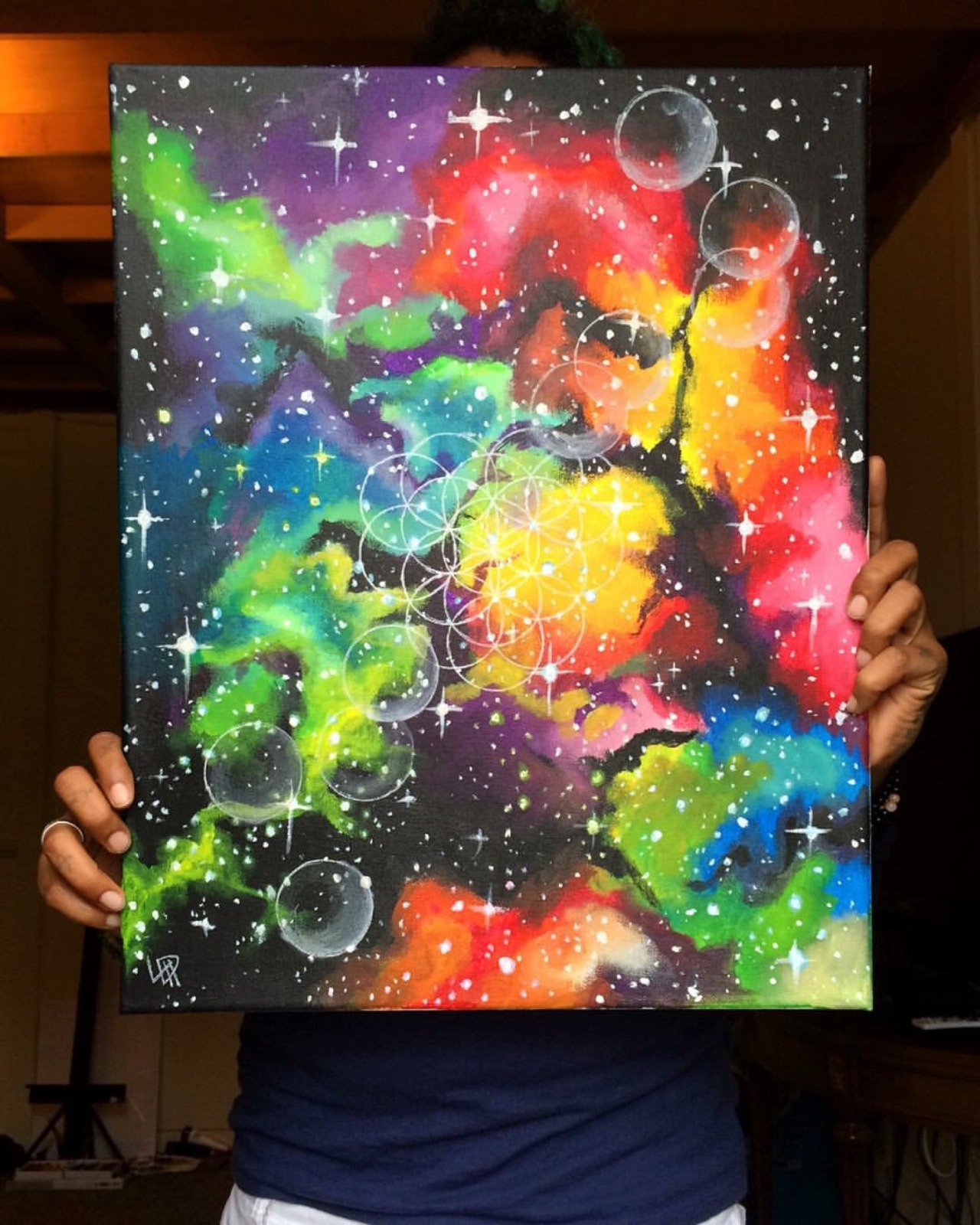 blvqwulph:  My first “abstractish” Galaxy painting. I’m a realism artist, so