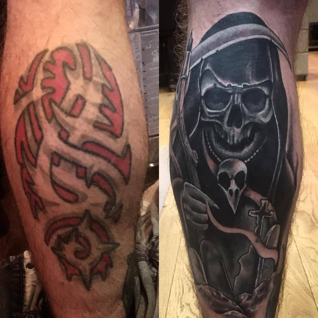 Repost elmoritattooartist COVERUP Swipe to see the before picture and  another view Mixing own opaque grey col  Life tattoos Cover up tattoo  Cover up