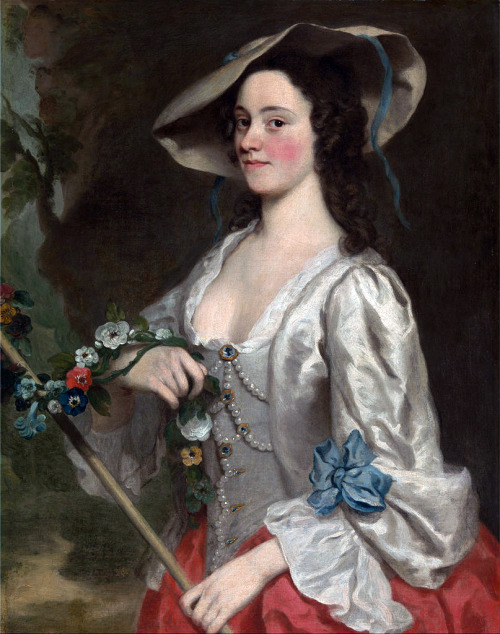 Portrait of a woman as a shepherdess by George Knapton, between 1735 and 1745