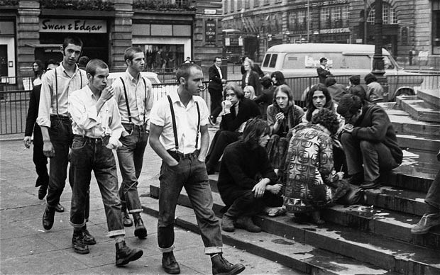historicporn:  Skinheads and hippies.1969. 