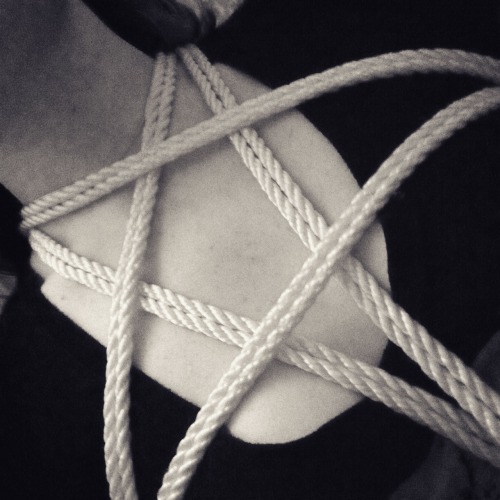 littleswitchkitten:  Some self bondage for the night. Pentagram rope harness 😁   This is my image so please don’t use it without credit. (Not that anyone will) if you do repost it, do what you will with the caption.