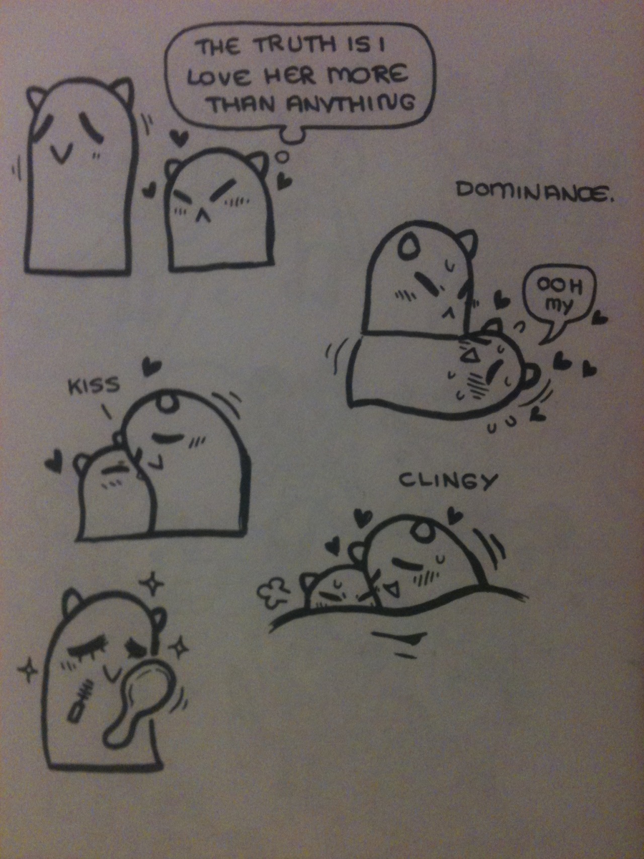 cuteosphere:  doodles of a pair of little ghost girlfriends, tall spook and small