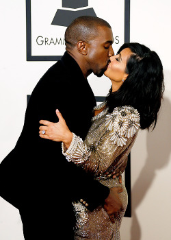 ikonicgif: Kanye West and Kim Kardashian at the 57th annual Grammy Awards in Los Angeles, California February 8, 2015. 