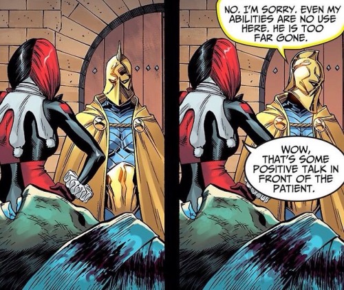 skyflameadrian: Remember when Doctor Fate got hilariously demoted?Harley Quinn actually went to medi