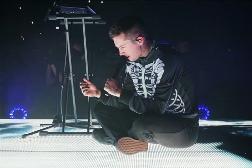 addict-with-a-saltwater-heart:Tyler stared at his wrist during Addict With A Pen in Grand Rapids and