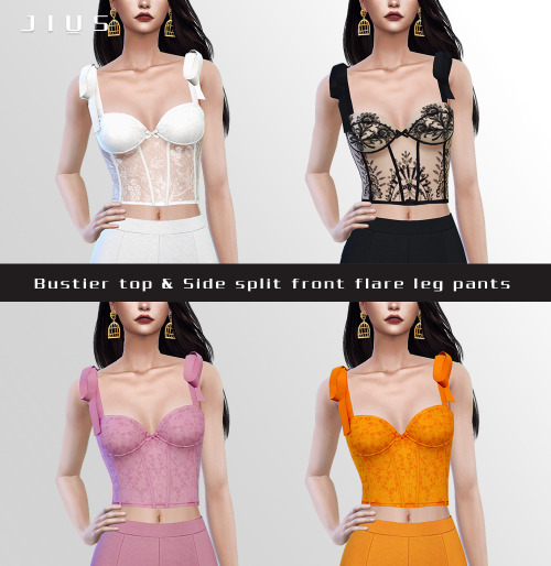 [Jius] Bustier top & Side split front flare leg pants12 & 16 swatchesSuitable for basic game