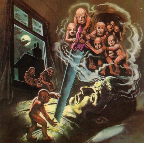 Sweet dreams. Cover art for a 1960s German pulp horror magazine, by Rudolf Sieber-Lonati.