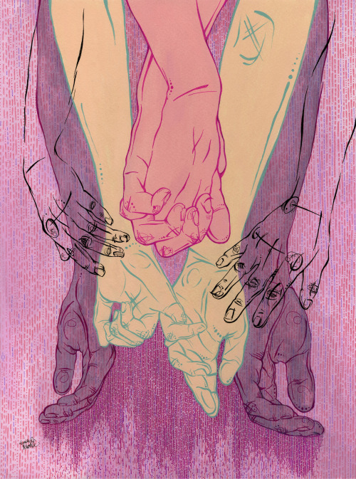 tumblropenarts: Emily J Moore, “Want/Need”, Acrylic, Marker, and Ink on Illustration Boa