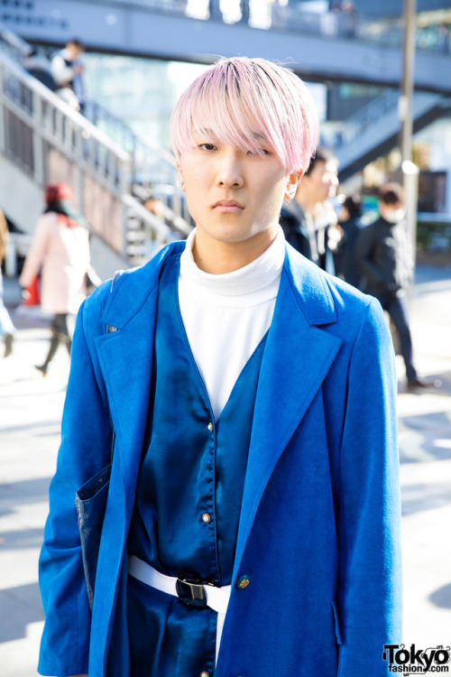 19-year-old Japanese students Aoi, Bunta, and Saya on the street in Harajuku wearing winter looks wi