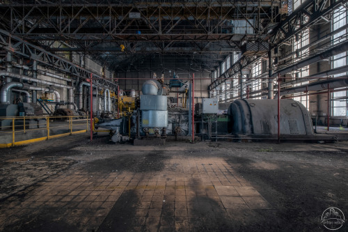 BLUE POWER PLANTImpressive power plant, part of a larger whole, centered around a blast furnace comp