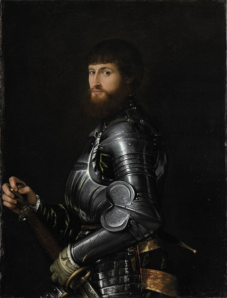 darkrook:  Portrait of a Nobleman in Armour, 1540, Oil on canvas, Giovanni Battista